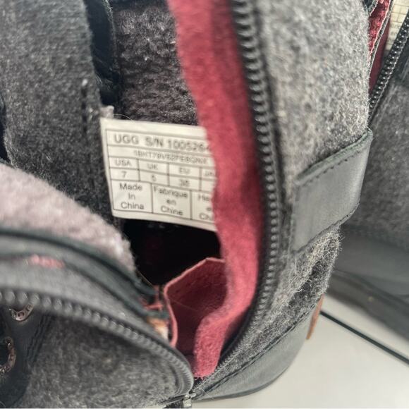 UGG Boots Size 7 Kesey Waterproof Leather Lace Up Zip Winter Buckle Wool Outdoor - Picture 10 of 13